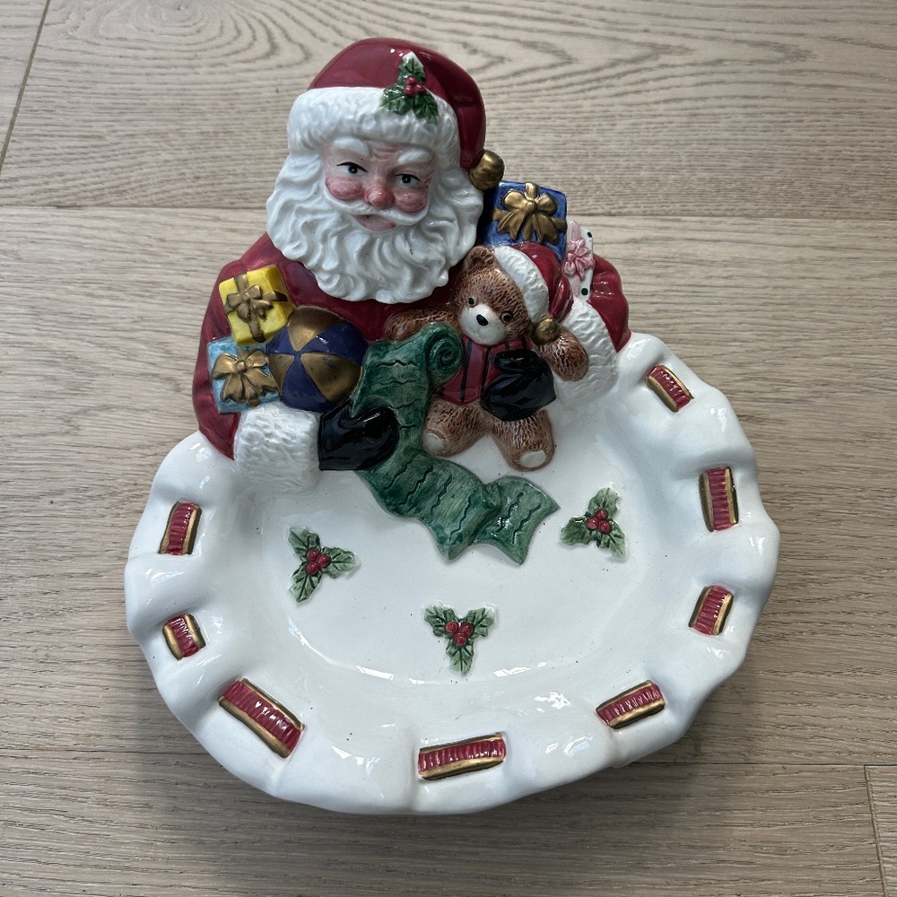 Fitz & Floyd Vintage toyland Santa Candy Dish in original box